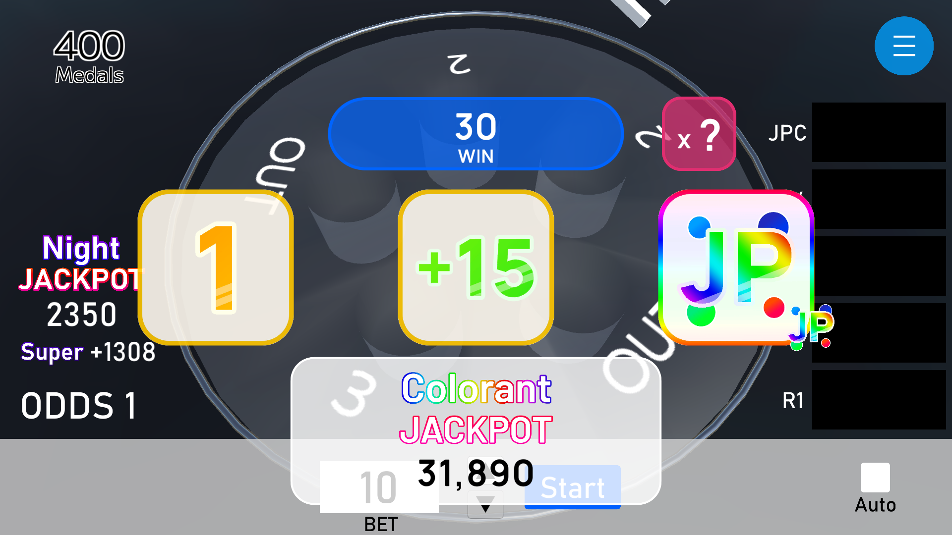 ColorantJACKPOTCHANCEの様子